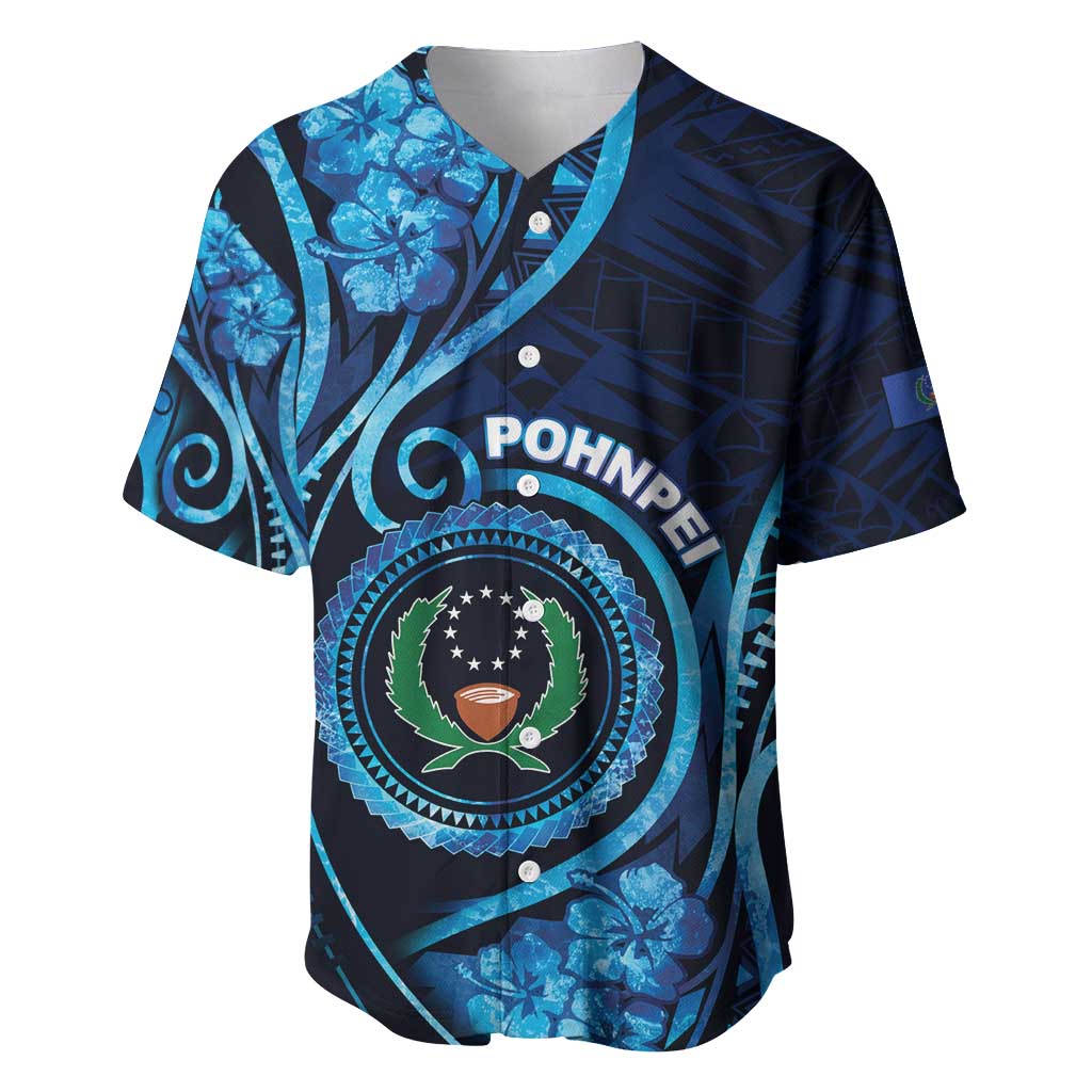 Personalised FSM Pohnpei Baseball Jersey Ocean Floral Pattern