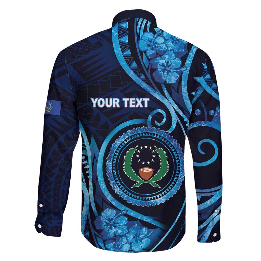 Personalised FSM Pohnpei Family Matching Long Sleeve Bodycon Dress and Hawaiian Shirt Ocean Floral Pattern