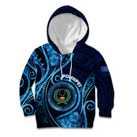 Personalised FSM Pohnpei Kid Hoodie Ocean Floral Pattern