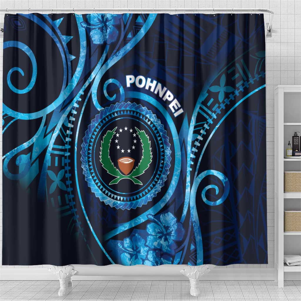 FSM Pohnpei Shower Curtain Ocean Floral Pattern