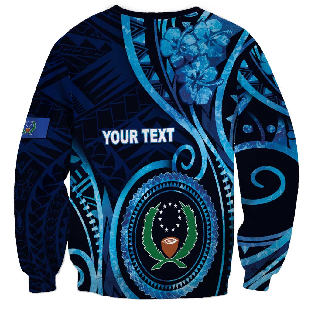 Personalised FSM Pohnpei Sweatshirt Ocean Floral Pattern