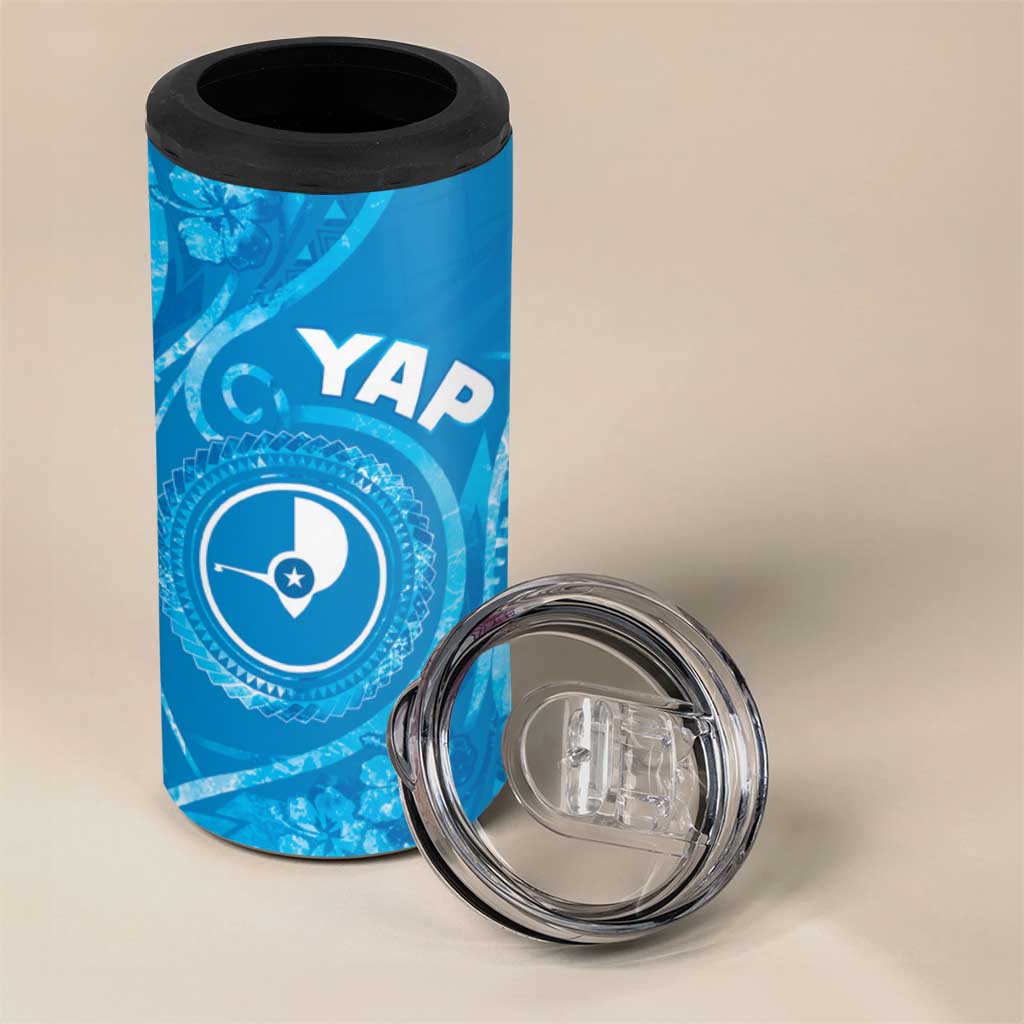 Personalised FSM Yap 4 in 1 Can Cooler Tumbler Ocean Floral Pattern