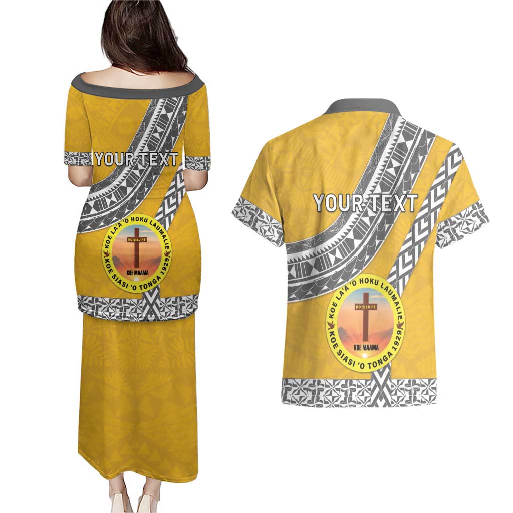 Personalised Anastasis College Couples Matching Puletasi and Hawaiian Shirt Tonga Unique Style - Polynesian Pride