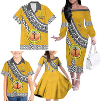 Personalised Anastasis College Family Matching Off The Shoulder Long Sleeve Dress and Hawaiian Shirt Tonga Unique Style LT05 - Polynesian Pride