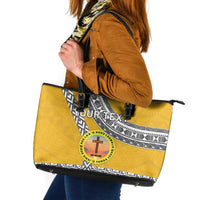 Personalised Anastasis College Leather Tote Bag Tonga Unique Style - Polynesian Pride