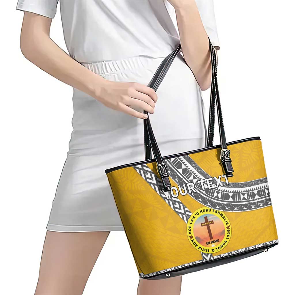 Personalised Anastasis College Leather Tote Bag Tonga Unique Style - Polynesian Pride