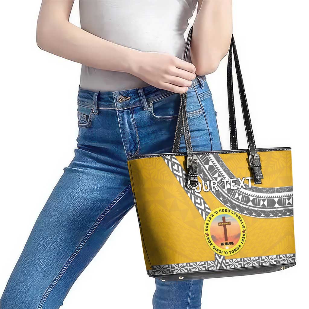 Personalised Anastasis College Leather Tote Bag Tonga Unique Style - Polynesian Pride