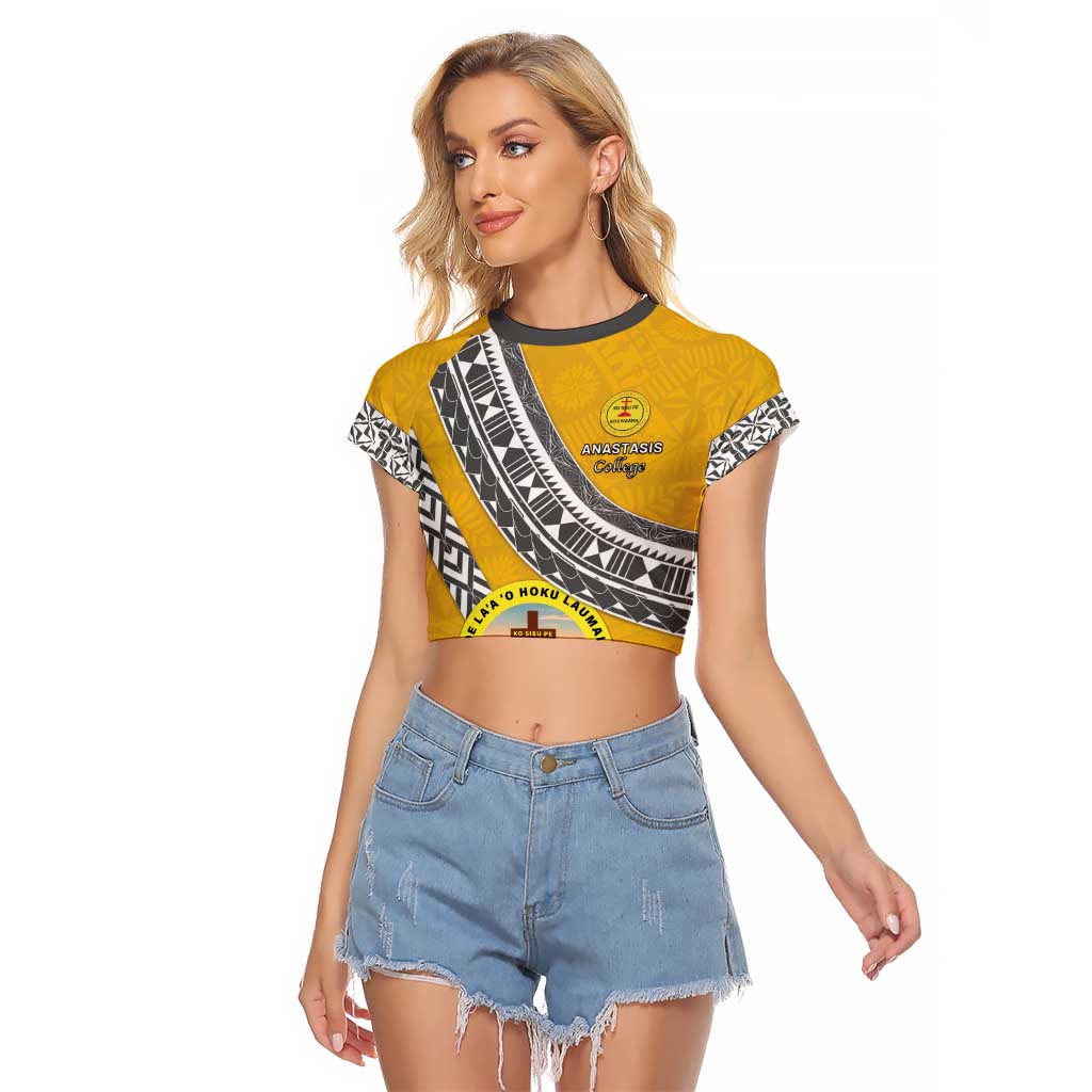 Personalised Anastasis College Raglan Cropped T Shirt Tonga Unique Style - Polynesian Pride