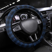 Hawaii Ukulele Steering Wheel Cover Tropical Flowers With Palaka Effect Blue Version - Polynesian Pride