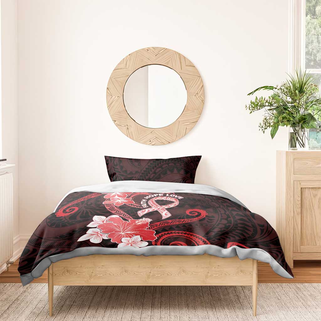 Heart Health Awareness Bedding Set Warrior Wears Red Polynesian Style