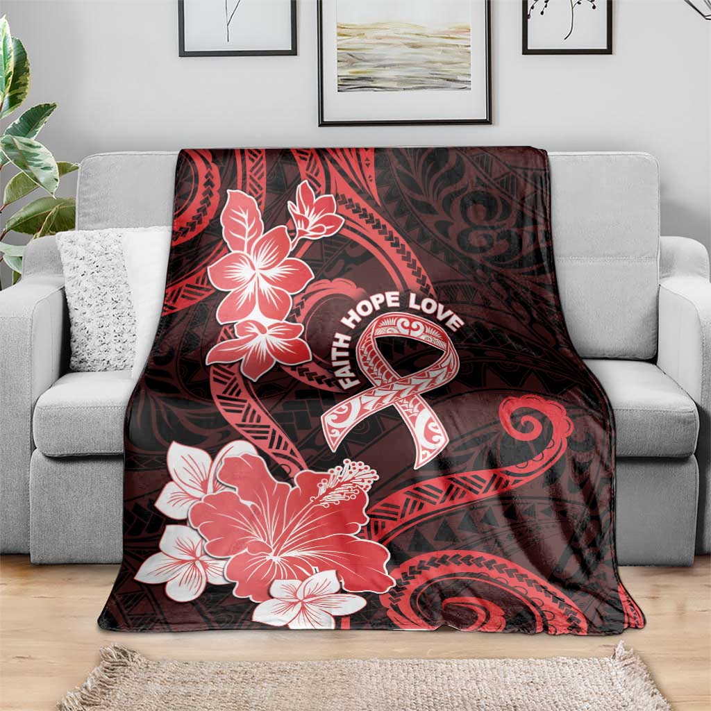 Heart Health Awareness Blanket Warrior Wears Red Polynesian Style