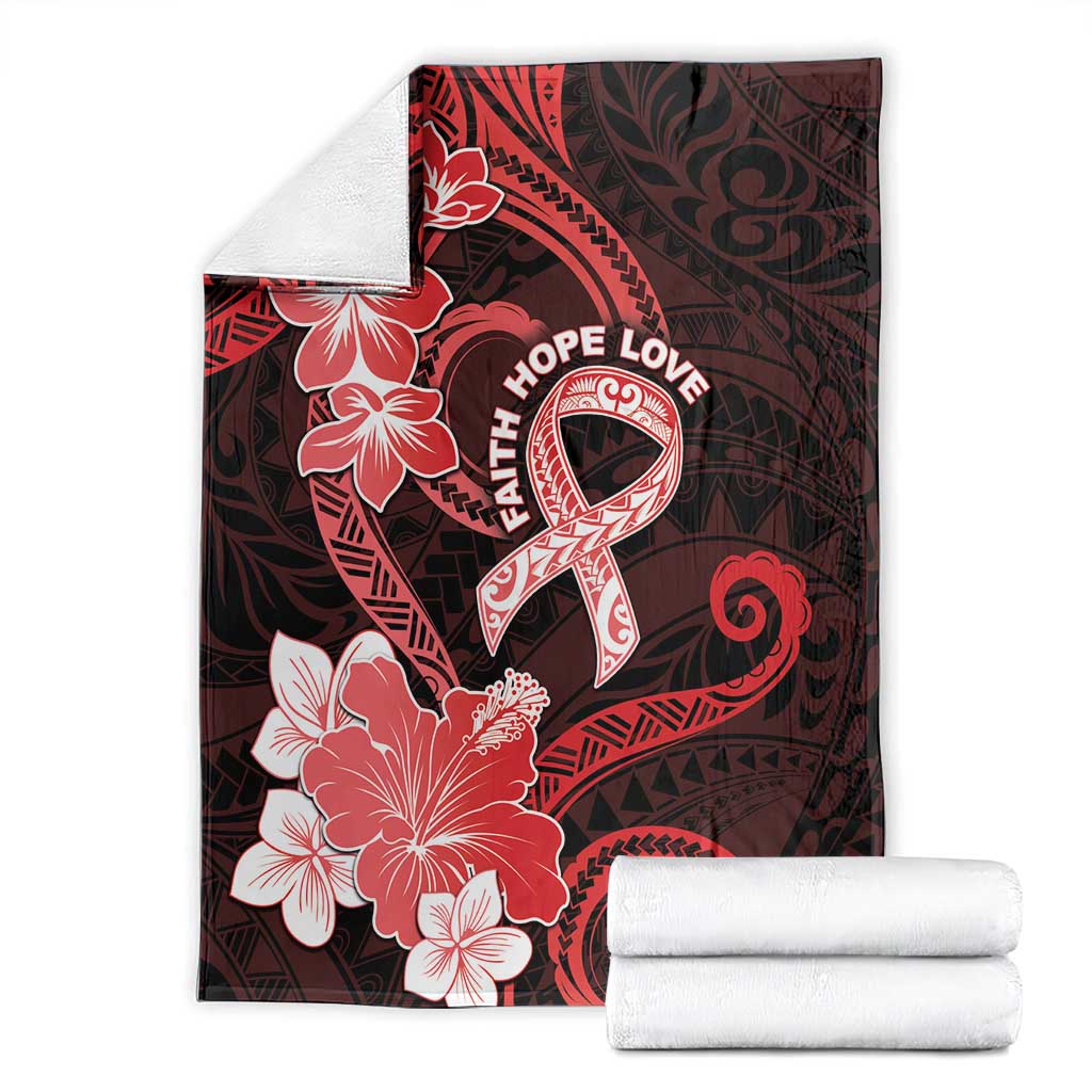 Heart Health Awareness Blanket Warrior Wears Red Polynesian Style