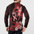 Heart Health Awareness Button Sweatshirt Warrior Wears Red Polynesian Style