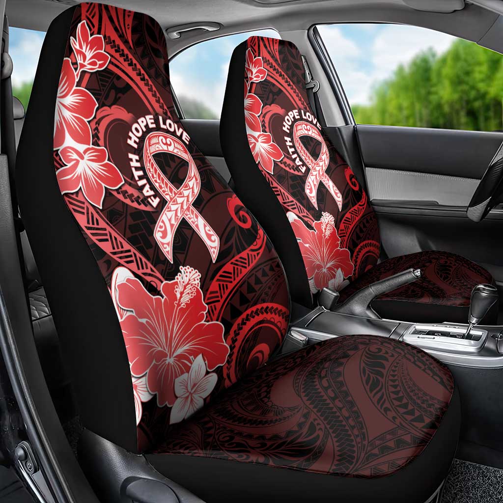 Heart Health Awareness Car Seat Cover Warrior Wears Red Polynesian Style