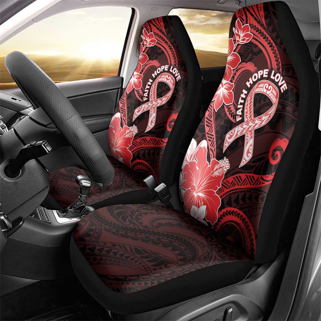 Heart Health Awareness Car Seat Cover Warrior Wears Red Polynesian Style
