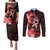 Heart Health Awareness Couples Matching Puletasi and Long Sleeve Button Shirt Warrior Wears Red Polynesian Style