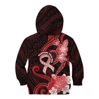 Heart Health Awareness Kid Hoodie Warrior Wears Red Polynesian Style
