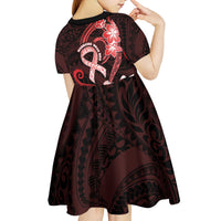 Heart Health Awareness Kid Short Sleeve Dress Warrior Wears Red Polynesian Style