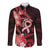 Heart Health Awareness Long Sleeve Button Shirt Warrior Wears Red Polynesian Style