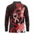 Heart Health Awareness Long Sleeve Polo Shirt Warrior Wears Red Polynesian Style