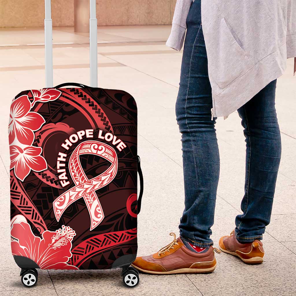 Heart Health Awareness Luggage Cover Warrior Wears Red Polynesian Style