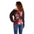 Heart Health Awareness Off Shoulder Sweater Warrior Wears Red Polynesian Style