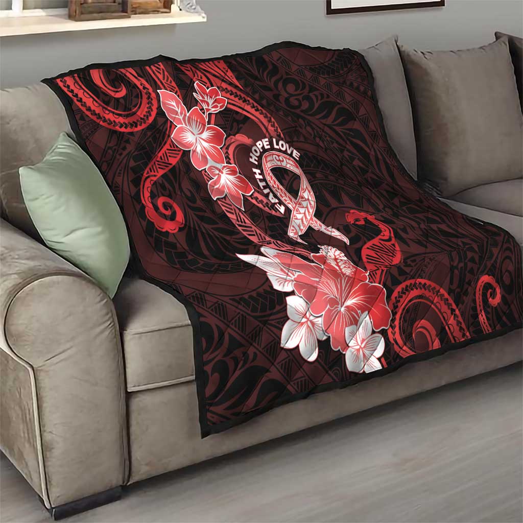 Heart Health Awareness Quilt Warrior Wears Red Polynesian Style