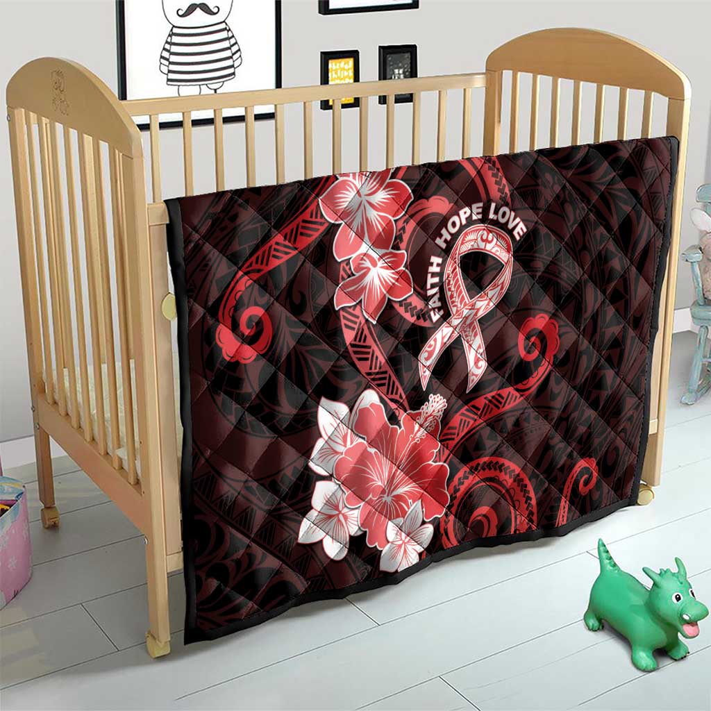 Heart Health Awareness Quilt Warrior Wears Red Polynesian Style