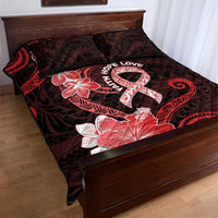 Heart Health Awareness Quilt Bed Set Warrior Wears Red Polynesian Style