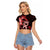 Heart Health Awareness Raglan Cropped T Shirt Warrior Wears Red Polynesian Style
