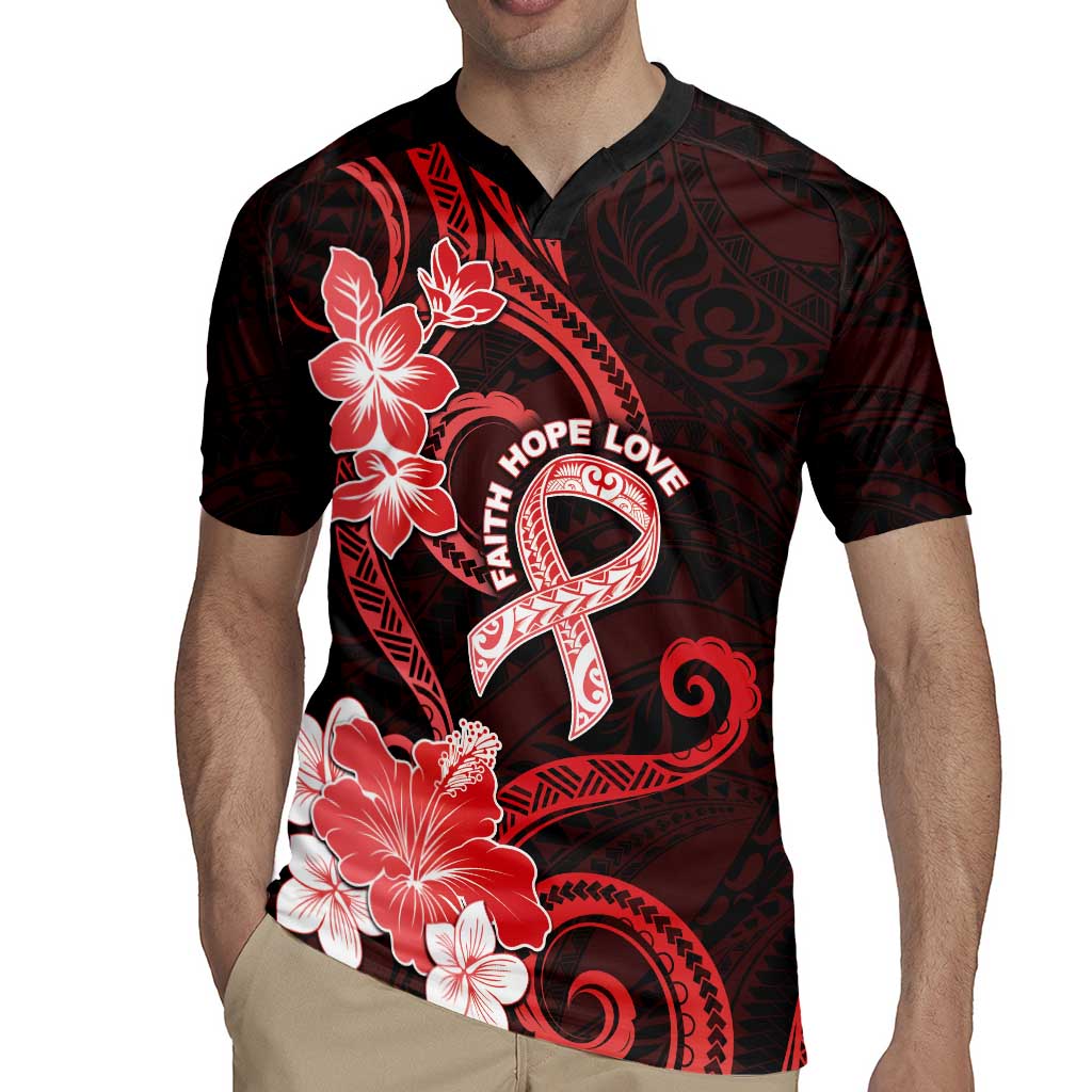Heart Health Awareness Rugby Jersey Warrior Wears Red Polynesian Style