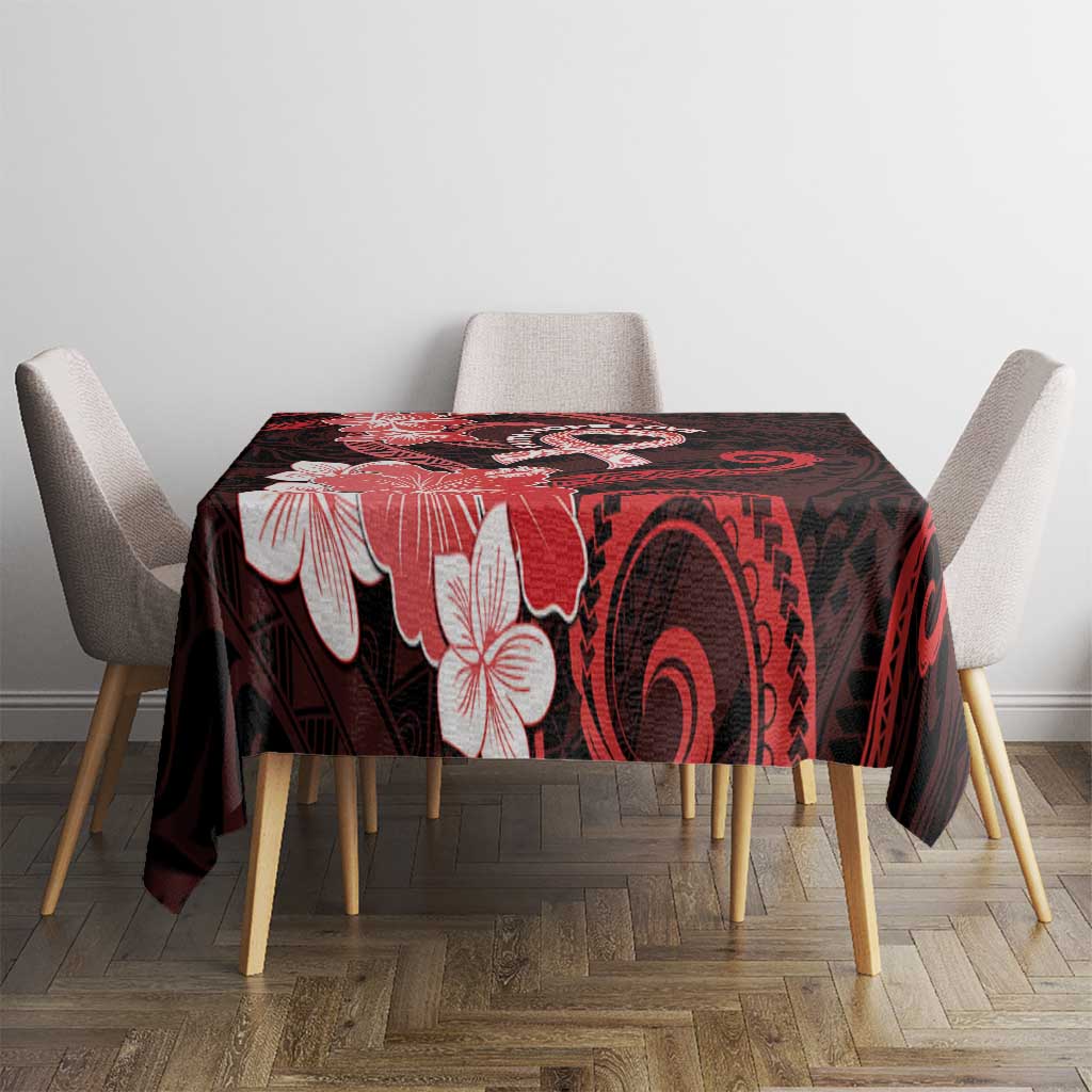 Heart Health Awareness Tablecloth Warrior Wears Red Polynesian Style