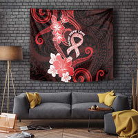 Heart Health Awareness Tapestry Warrior Wears Red Polynesian Style