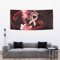 Heart Health Awareness Tapestry Warrior Wears Red Polynesian Style