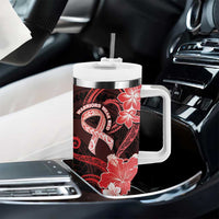 Heart Health Awareness Tumbler With Handle Warrior Wears Red Polynesian Style
