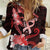 Heart Health Awareness Women Casual Shirt Warrior Wears Red Polynesian Style