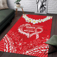 Heart Health Awareness Area Rug Polynesian Red Ribbon