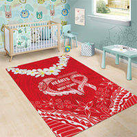 Heart Health Awareness Area Rug Polynesian Red Ribbon