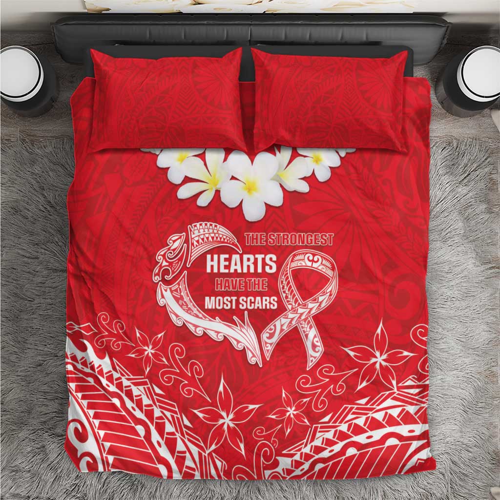 Heart Health Awareness Bedding Set Polynesian Red Ribbon