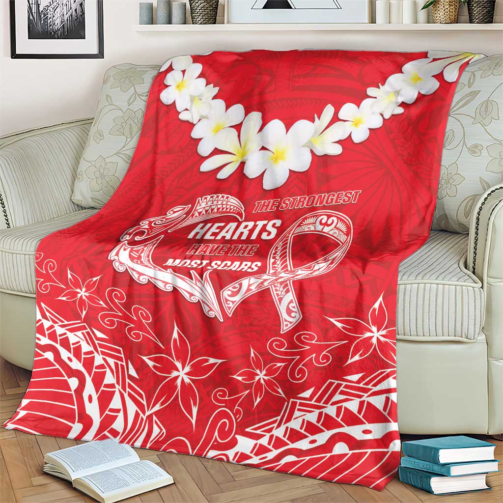 Heart Health Awareness Blanket Polynesian Red Ribbon