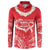 Heart Health Awareness Button Sweatshirt Polynesian Red Ribbon