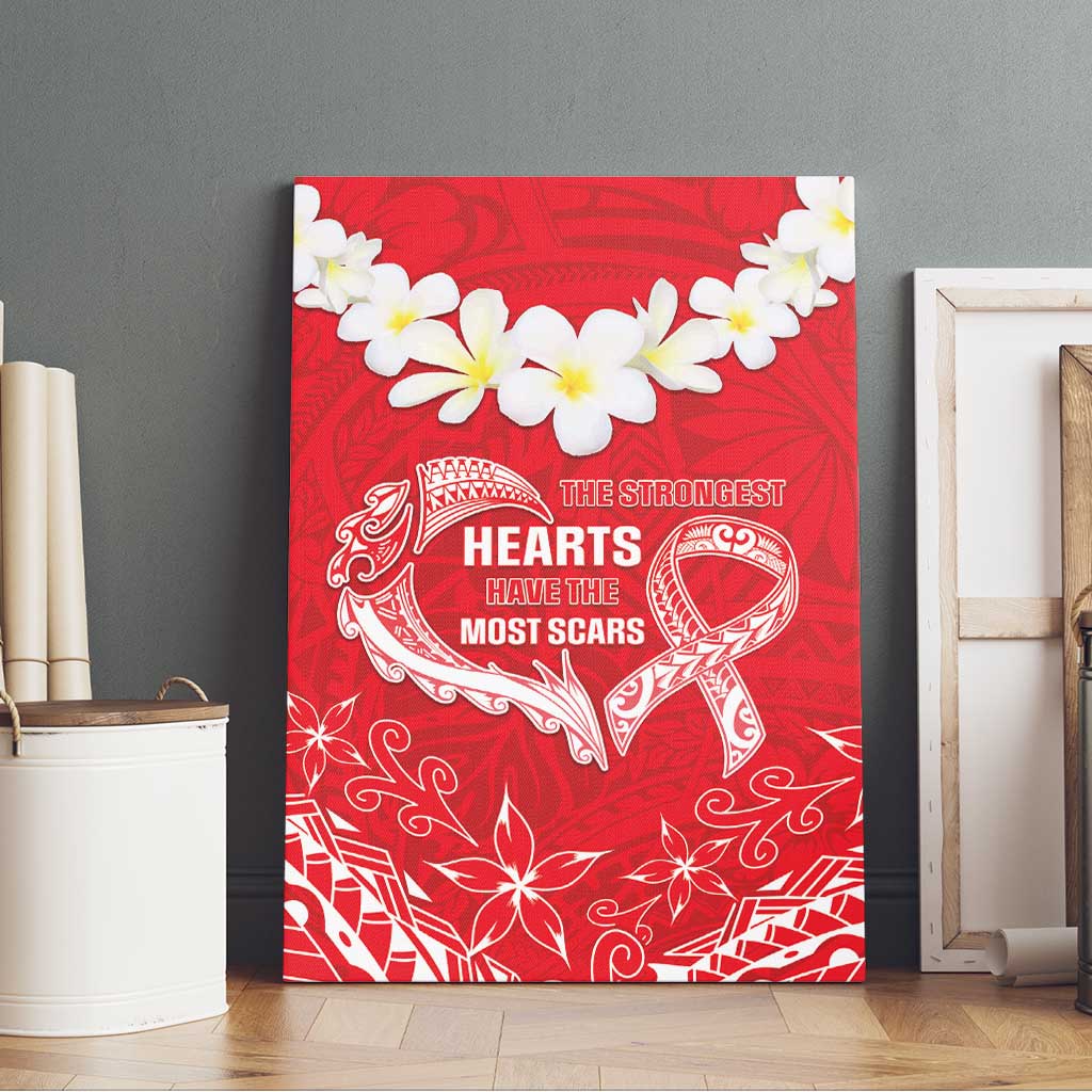 Heart Health Awareness Canvas Wall Art Polynesian Red Ribbon