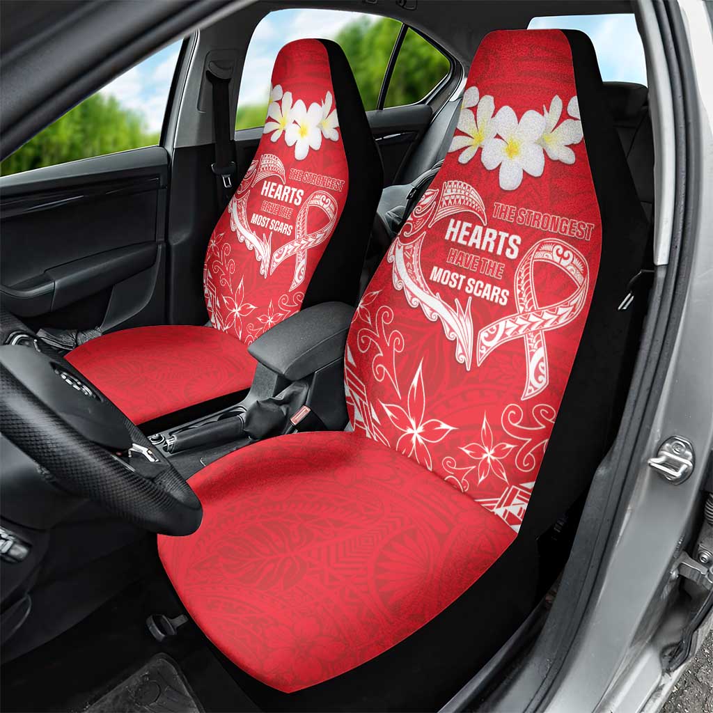 Heart Health Awareness Car Seat Cover Polynesian Red Ribbon