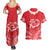Heart Health Awareness Couples Matching Summer Maxi Dress and Hawaiian Shirt Polynesian Red Ribbon