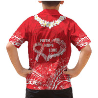 Heart Health Awareness Family Matching Mermaid Dress and Hawaiian Shirt Polynesian Red Ribbon