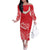Heart Health Awareness Family Matching Off The Shoulder Long Sleeve Dress and Hawaiian Shirt Polynesian Red Ribbon
