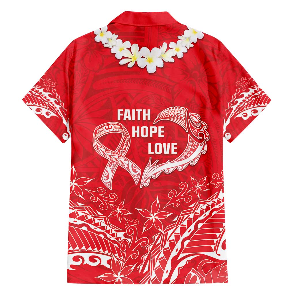 Heart Health Awareness Family Matching Off Shoulder Maxi Dress and Hawaiian Shirt Polynesian Red Ribbon