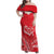 Heart Health Awareness Family Matching Off Shoulder Maxi Dress and Hawaiian Shirt Polynesian Red Ribbon