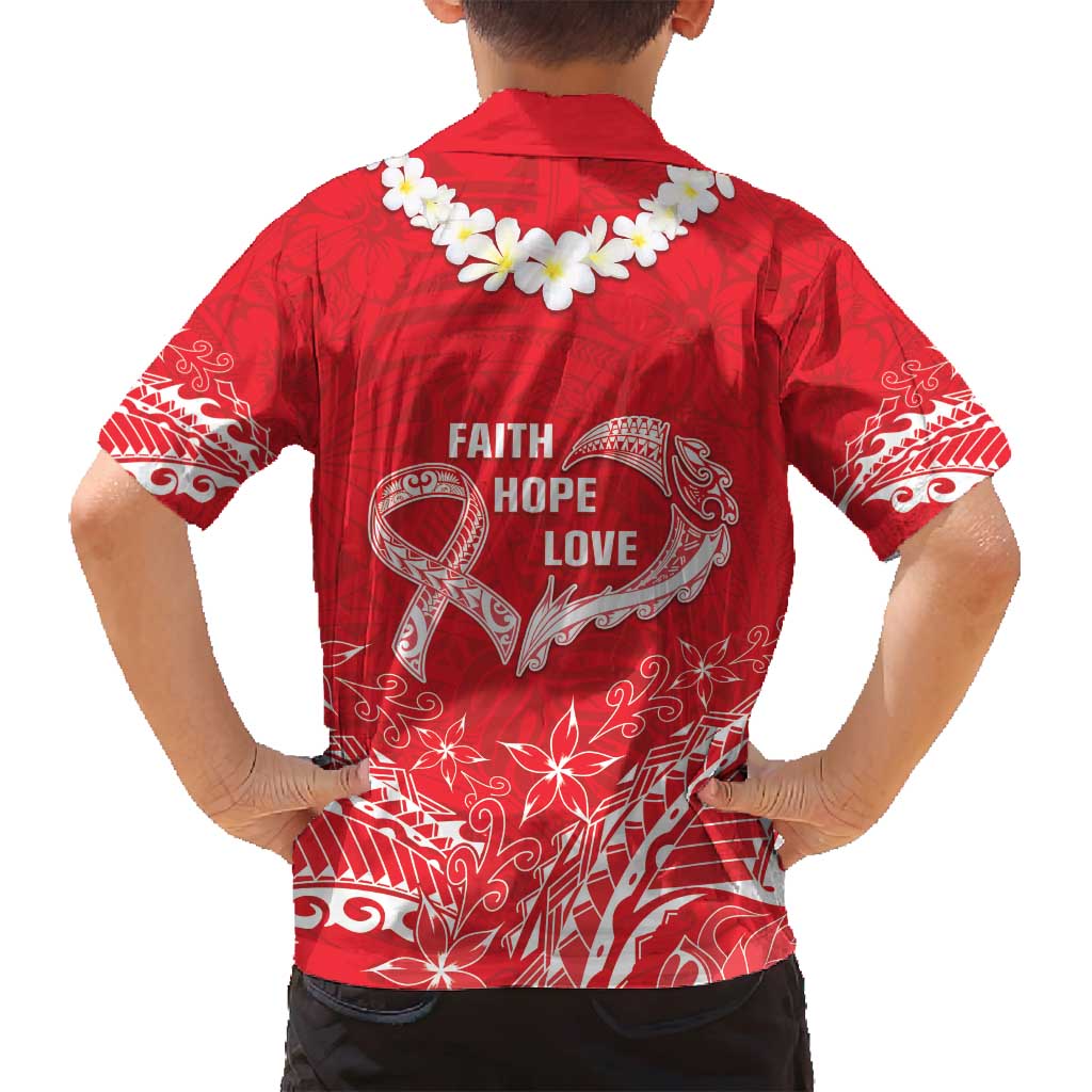Heart Health Awareness Family Matching Puletasi and Hawaiian Shirt Polynesian Red Ribbon