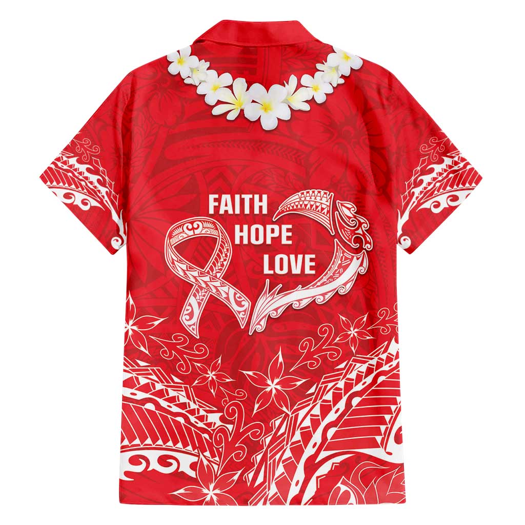 Heart Health Awareness Family Matching Short Sleeve Bodycon Dress and Hawaiian Shirt Polynesian Red Ribbon